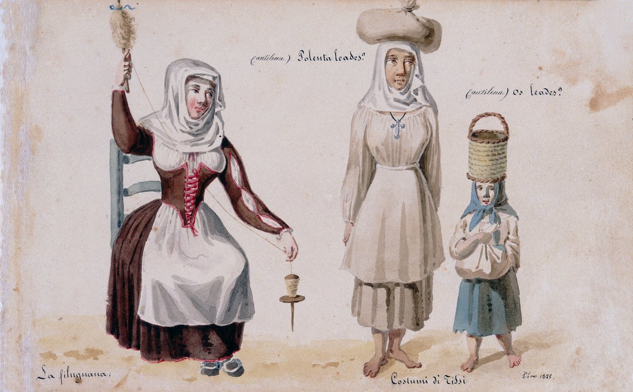 Sardinske kostumer fra Tissi, tryk ms. 257, Cominotti Samling af Italian School