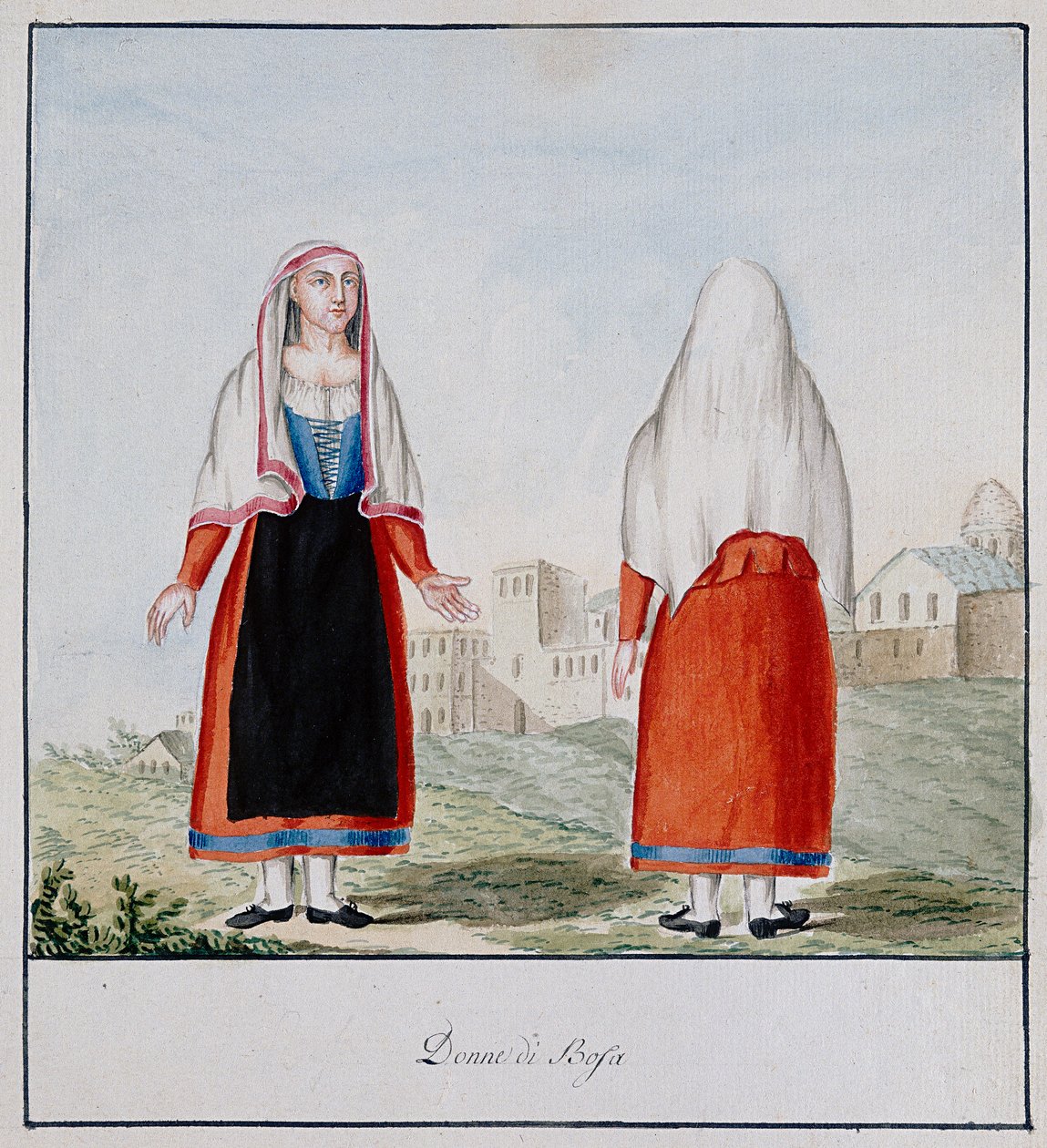 Sardinske kostumer af Bosa, trykt ms.258, Luzzetti Collection af Italian School
