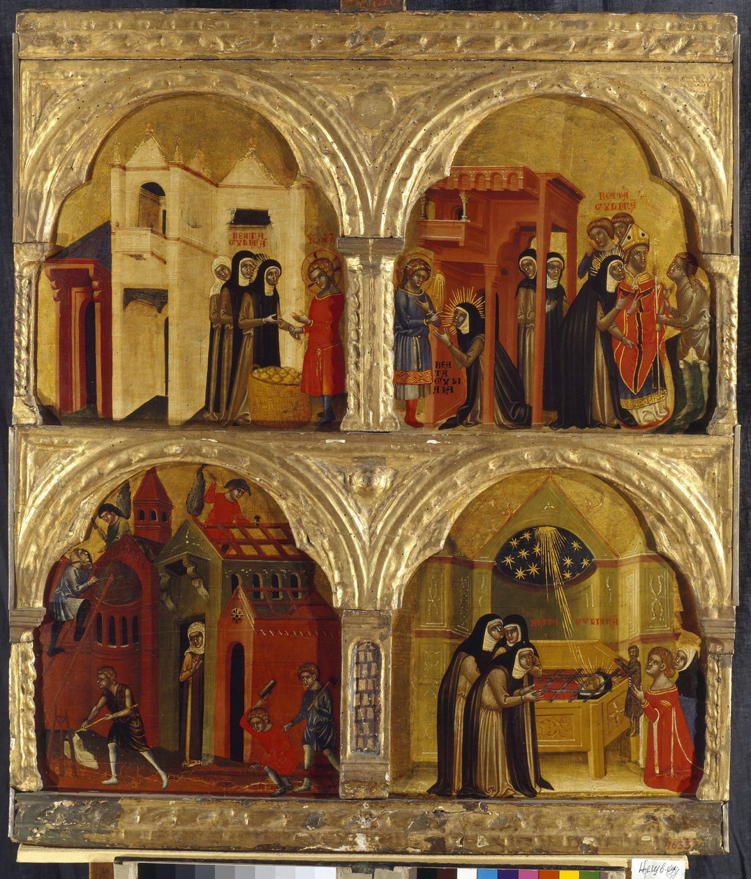 Scene fra Saint Juliennes liv. Maleri af en venetiansk mester, tempera på træ, anden halvdel af det 14. århundrede. Italiensk kunst, middelalder, gotisk kunst. State Hermitage, Sankt Petersborg. af Italian School