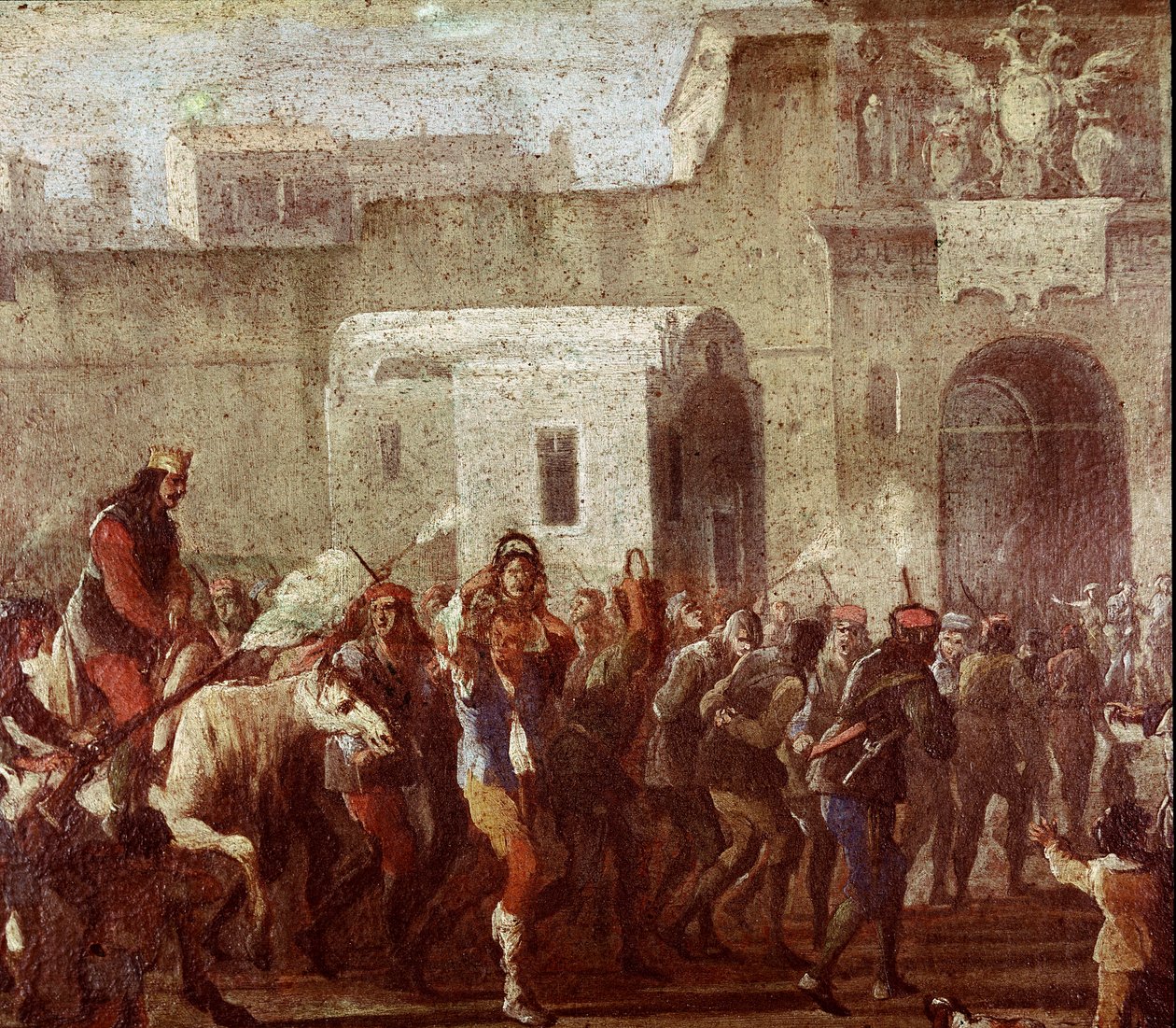 Scene for afstraffelse af tyve på Masaniellos tid (Straffning af tyve på Masaniellos tid) Detalje af et maleri omkring 1640-1650 Napoli, Museo Nazionale di San Martino af Italian School