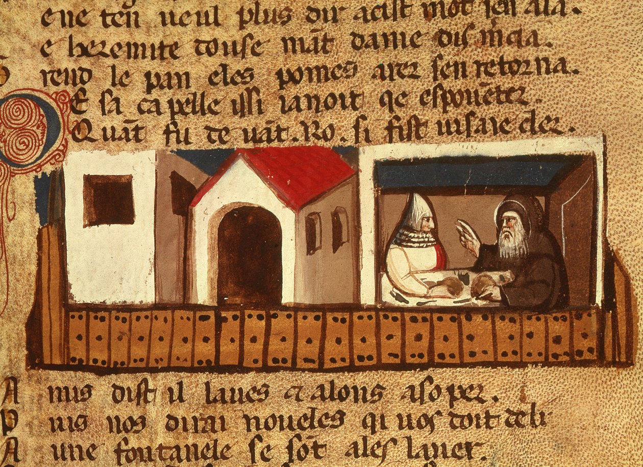Søger asyl i et kloster, fra Codex Entree dEspagne af Italian School