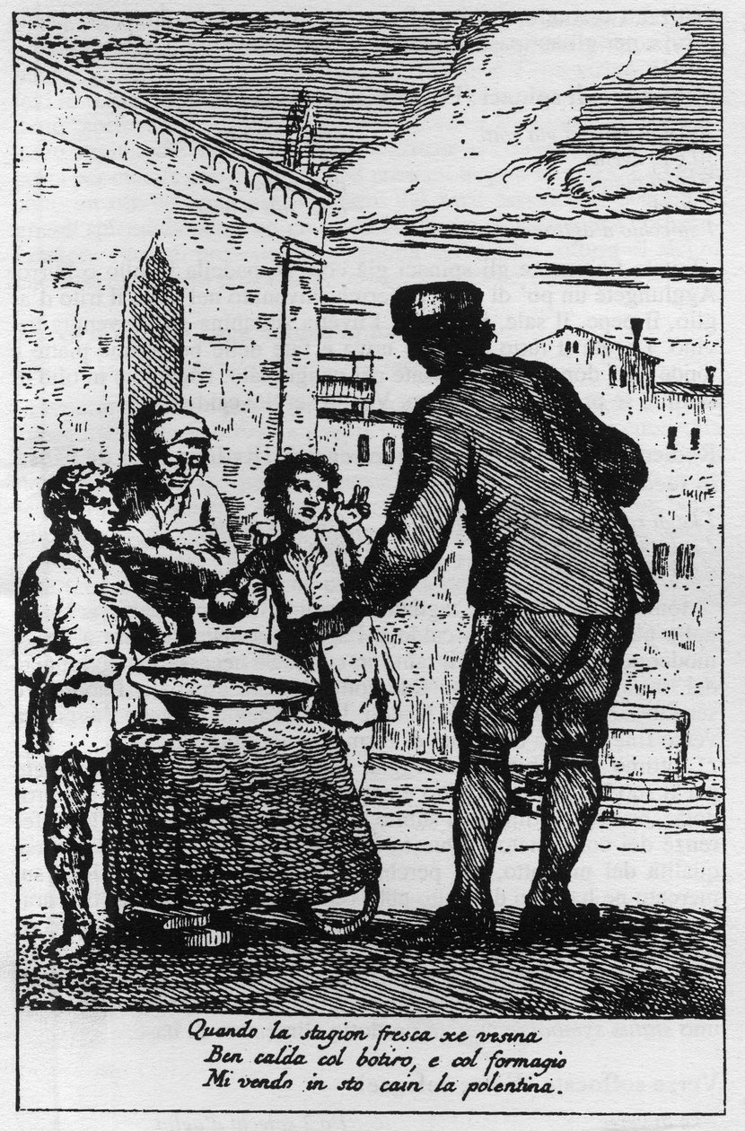 Sælger af Polenta i gaderne i Venedig (Venezia) i det 18. århundrede. af Italian School
