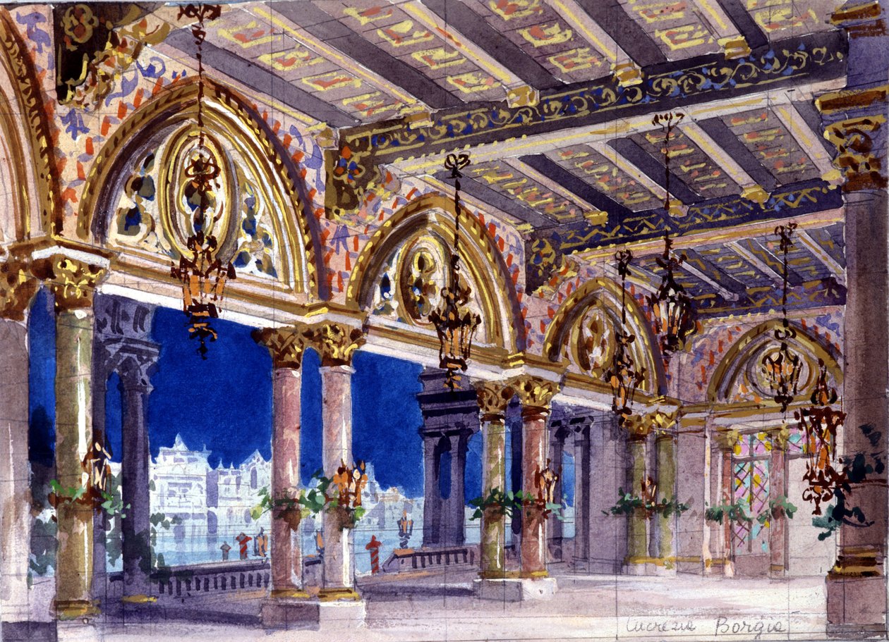 Scenografi til operaen "Lucrezia Borgia" af Gaetano Donizetti, Milano, 1833 af Italian School