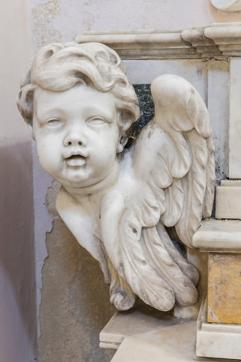 Sidevæg, sidealter, detalje af hovedalterets engel af Italian School