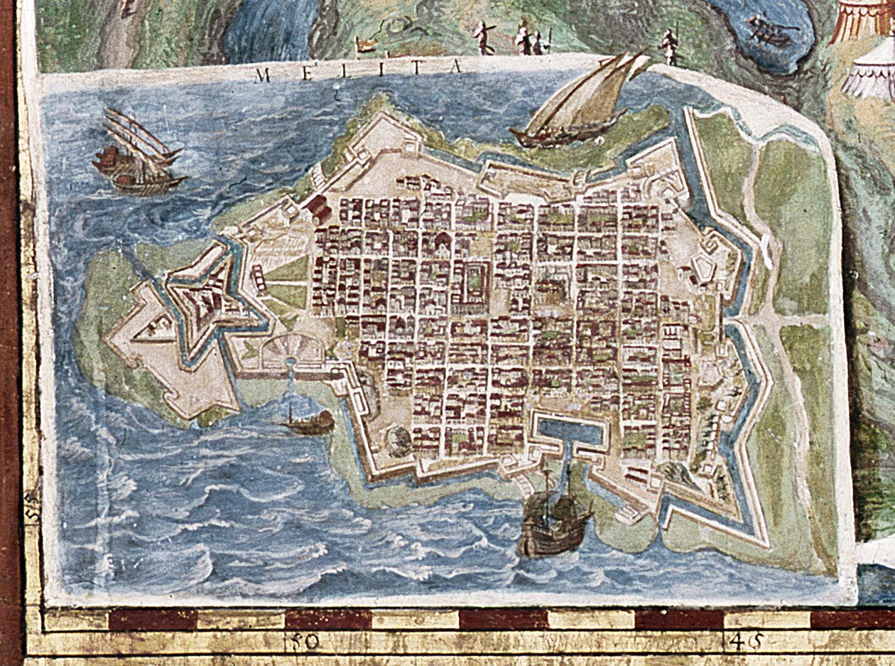 Belejring af Malta, detaljer fra "Gallery of Geographical Maps", 1580-83 af Italian School