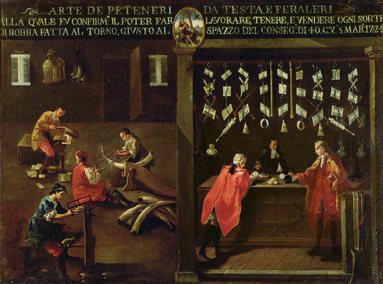 Tegn på Venetian Comb Makers Guild (panel) af Italian School