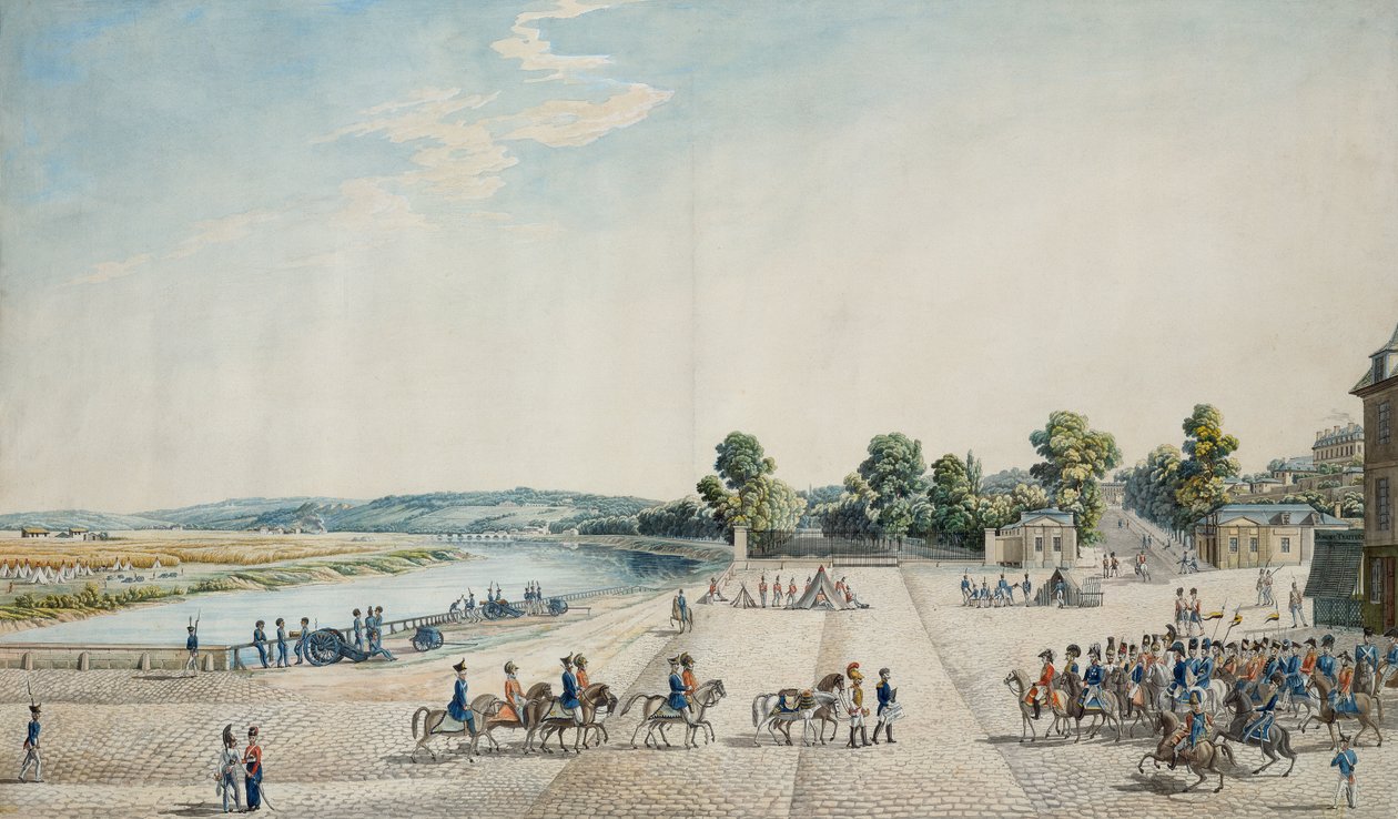 Underskrivelse af kapitulationen i Paris på Château de Saint-Cloud, 3. juli 1815 (akvarel) af Italian School
