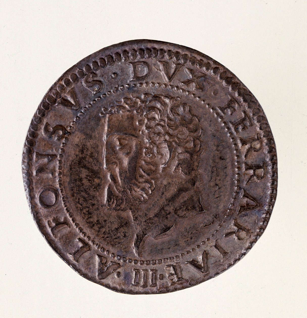 Sølvmønt (stort hoved) fra Ferrara (Ferrara): hertug Alfonso II d