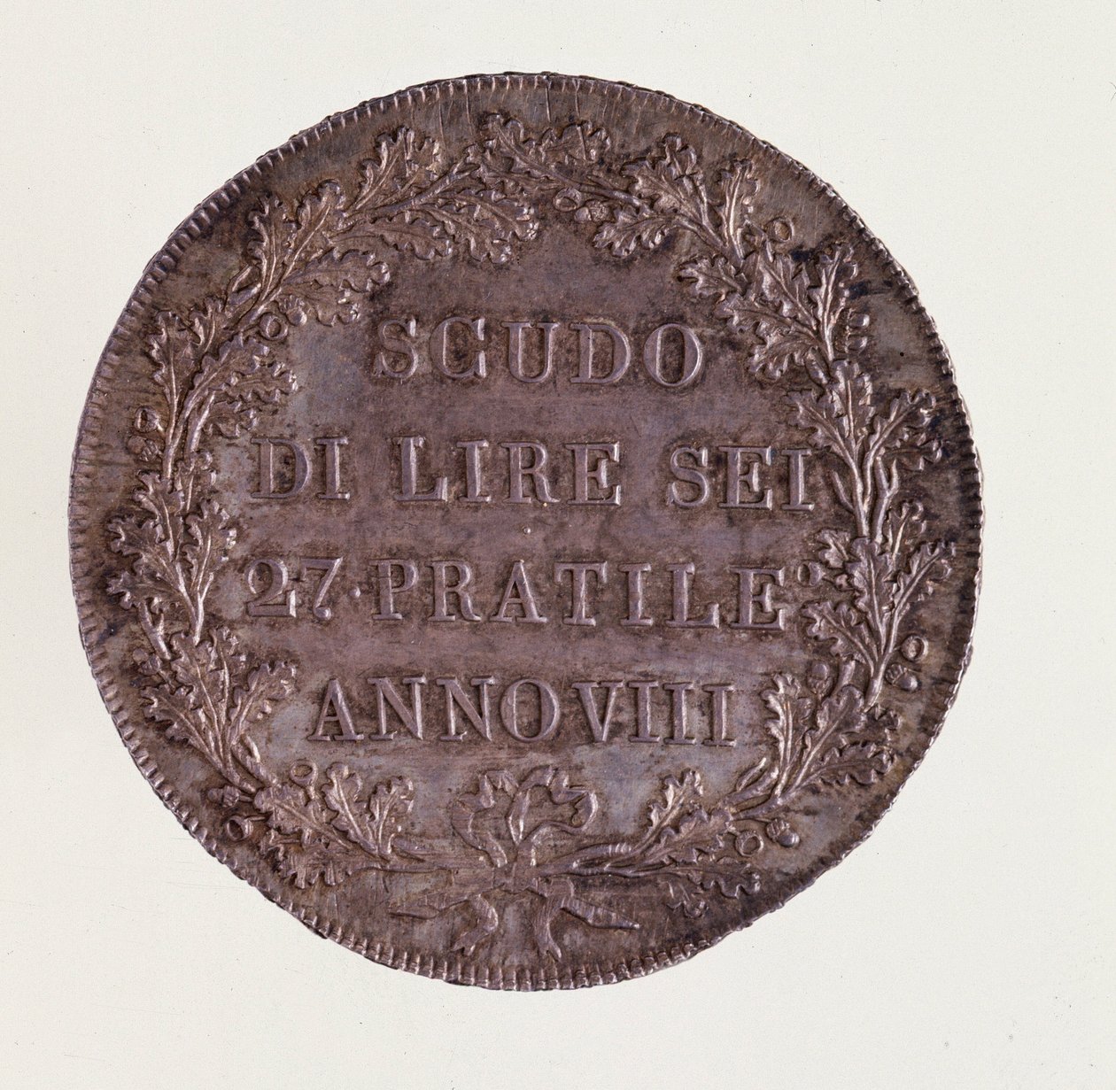 Sølv ECU fra Milano. 16/06/1800. Diam. 3,9 cm Napoli, arkæologisk museum af Italian School