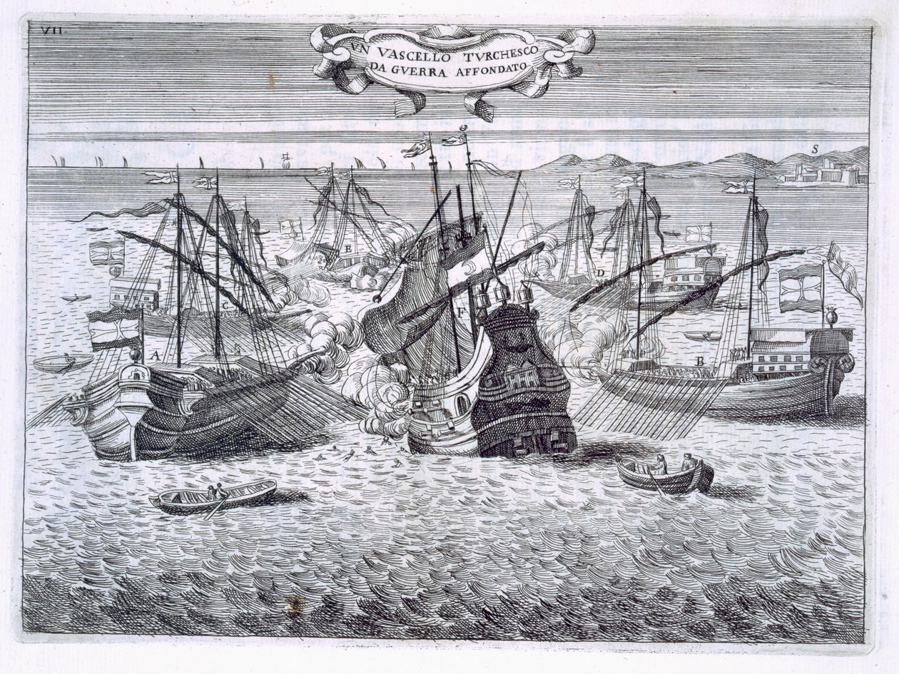 At sænke et tyrkisk krigsskib, illustration fra 