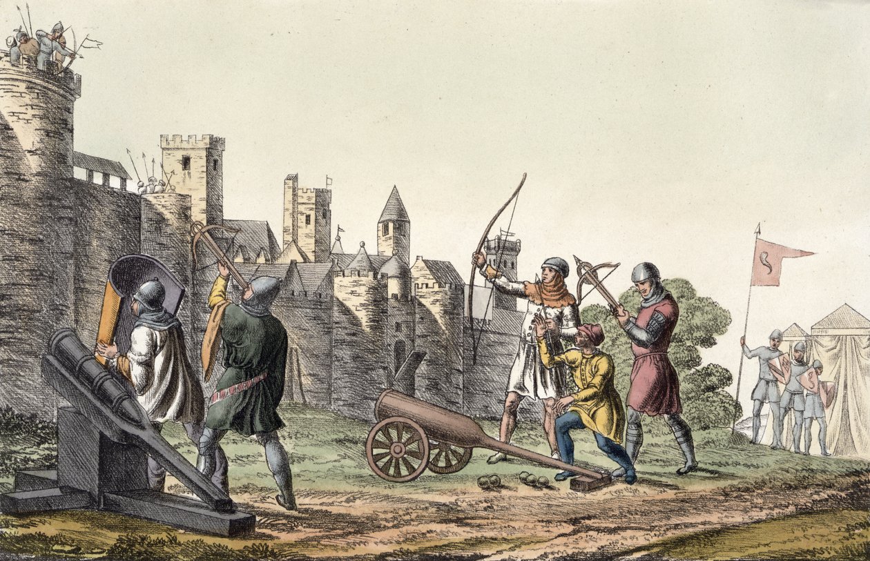 Soldiers and Artillery of the 15th Century, plade 16 fra The History of the Nations (akvatint) af Italian School
