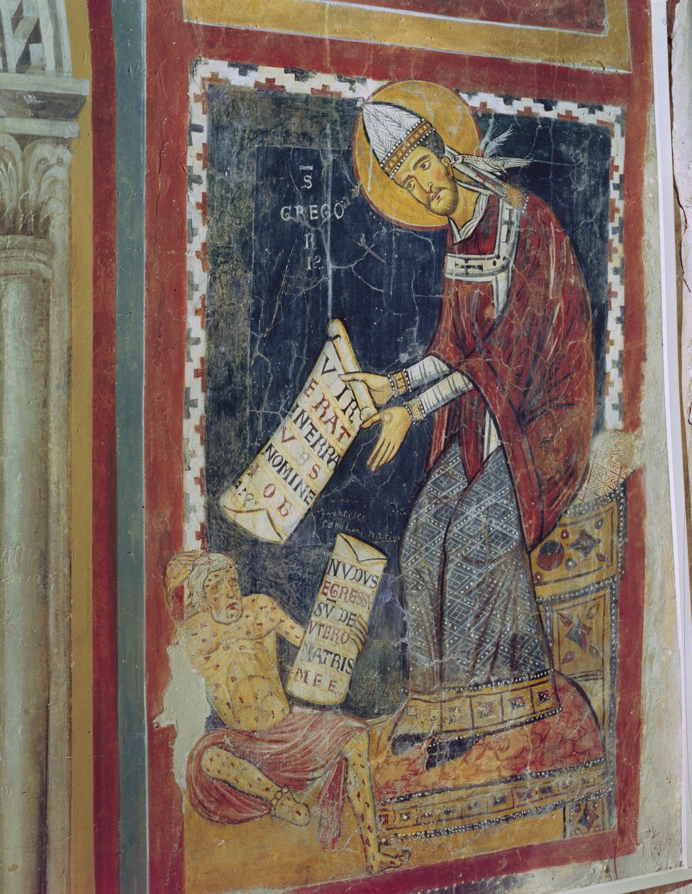 Skt. Gregor den Store, med Job ved sine fødder, St. Gregorys Kapel, ca. 1224 af Italian School
