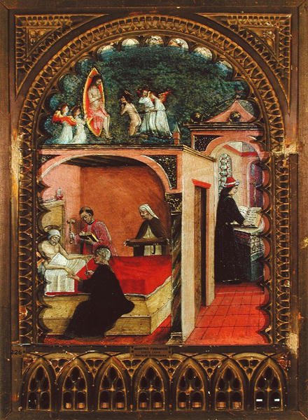 St. Hieronymus i sin celle og drømmen om Skt. Hieronymus, ca. 1450 (olie på panel) af Italian School