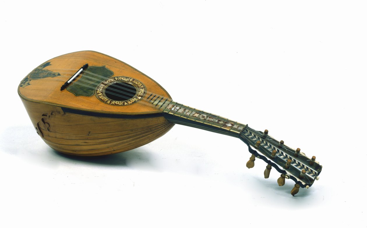 Stilleben af napolitansk mandolin opfundet af Giuseppe Galiotto af Italian School