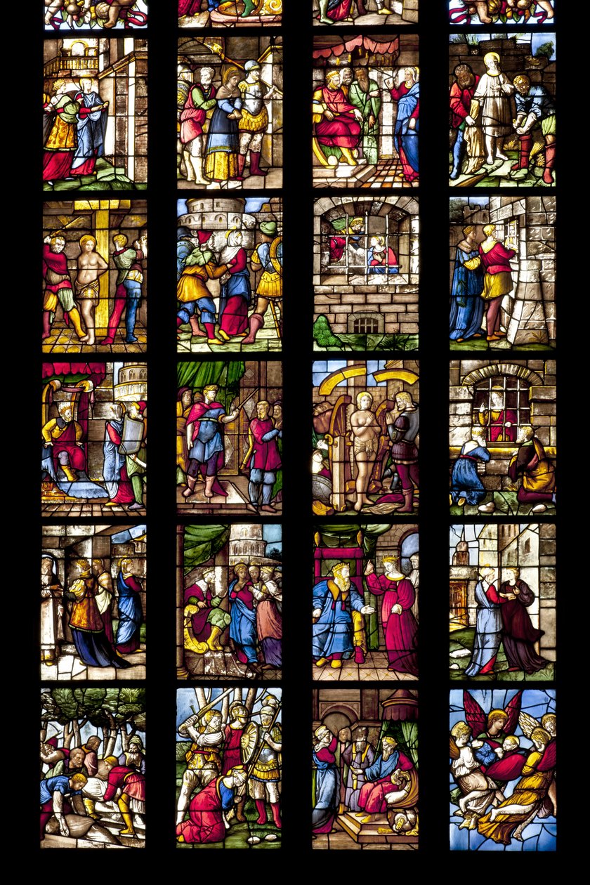 Historier om Saint Catherine of Alexandria (farvet glas) (detalje af 3619177) af Italian School