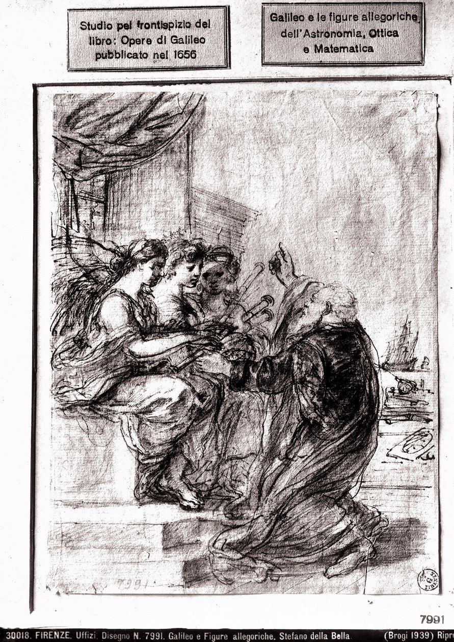 Studie til titelbladet til Galileos samlede værker, 1656 af Italian School