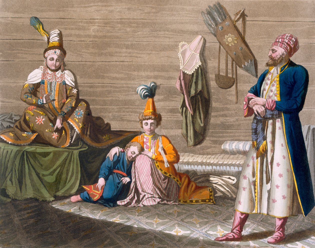 Tashkent-indbyggere i en typisk bolig, ca. 1820