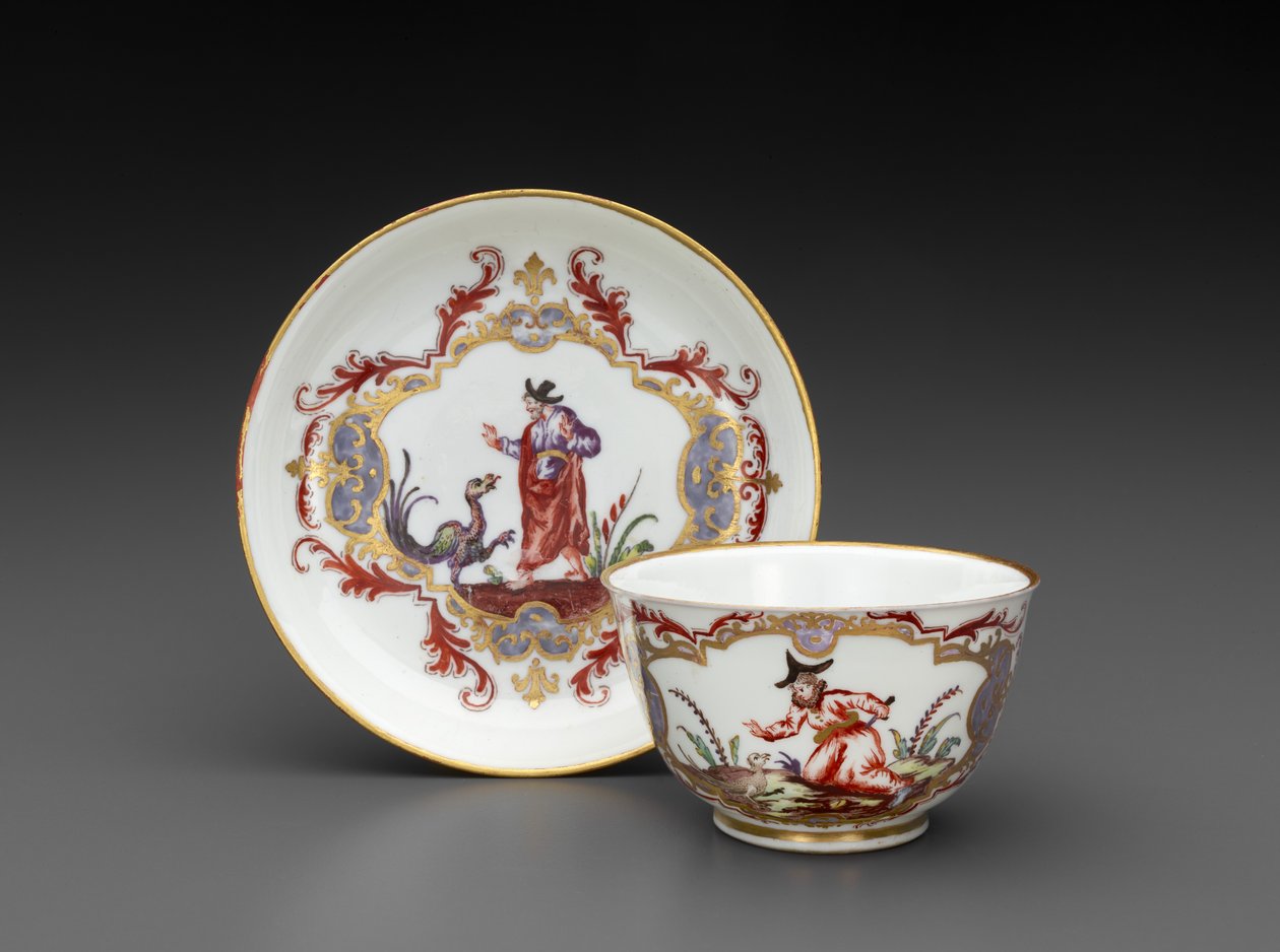 Teskål og underkop, ca. 1755 (blødt porcelæn) af Italian School