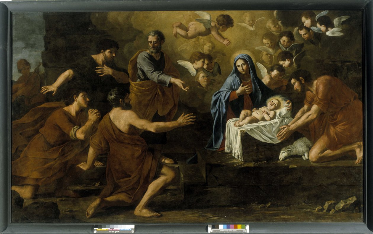 Hyrdernes tilbedelse. 1600-tallet (olie på lærred) af Italian School