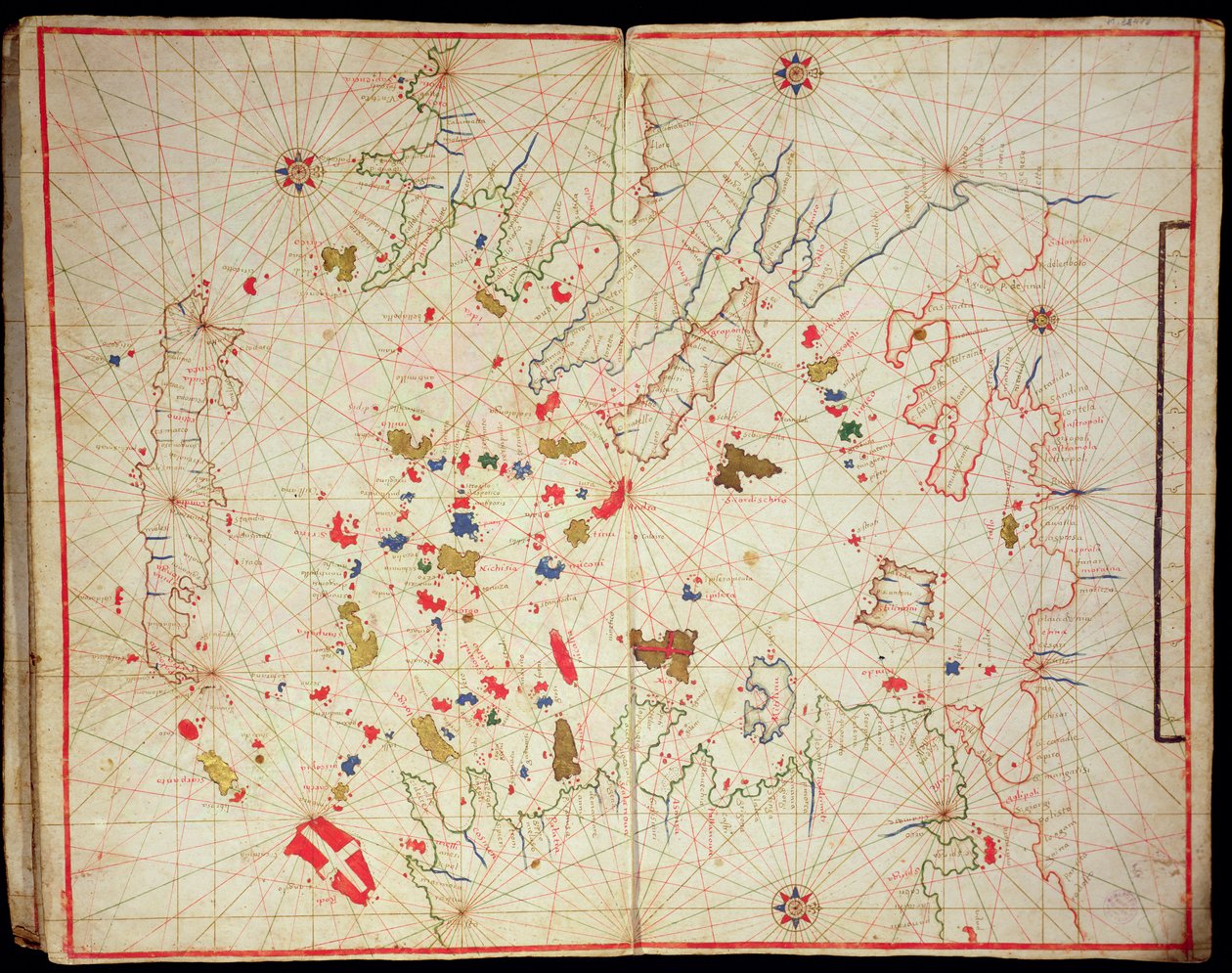 Det Ægæiske Hav, fra et nautisk atlas, 1646 (blæk på vellum) (se også 330940) af Italian School
