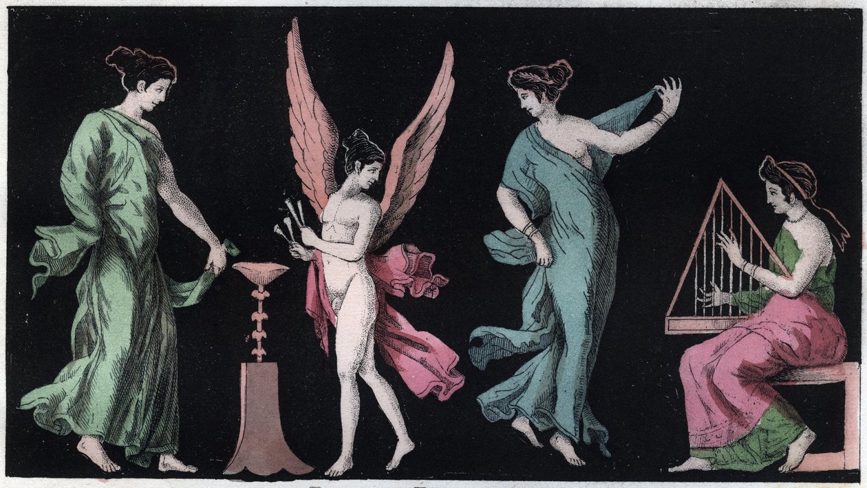 Bacchae - Bacchanterne - indgravering fra "" Skikke og traditioner for alle folk i universet. Det vil sige historien om regeringen, lovene, militsen, om alle nationers religion fra de fjerneste tider til i dag "1856 af Italian School