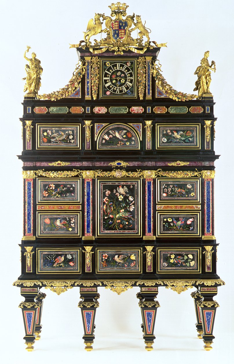 Badmintonkabinettet, ca. 1720-32 (pietra dura, ibenholt og ormolu) af Italian School