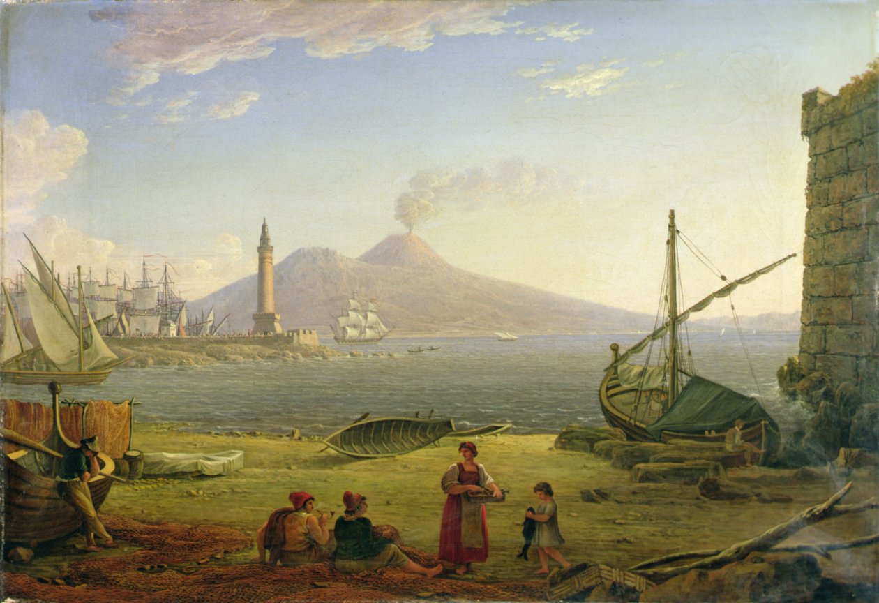 Napoli-bugten (olie på lærred) af Italian School