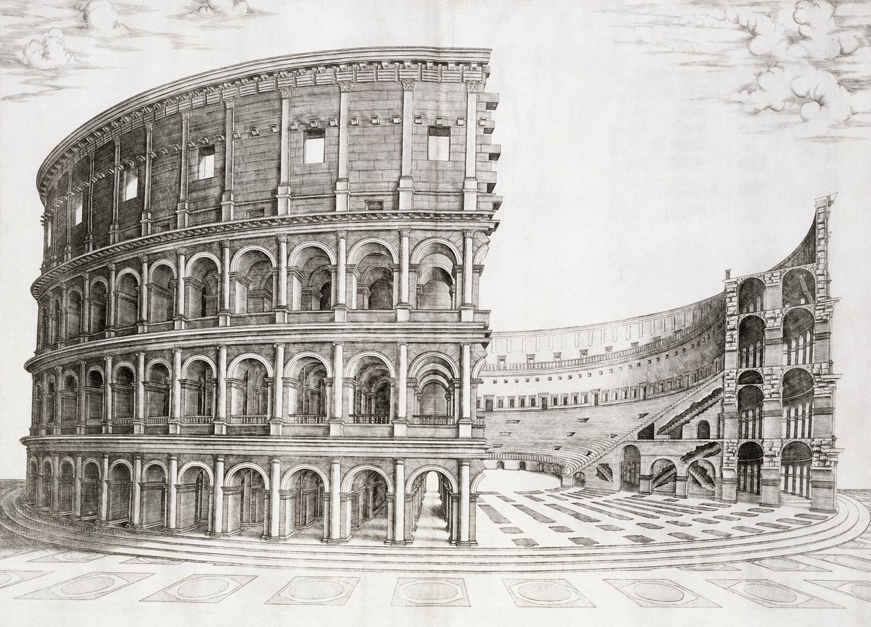 Colosseum, bygget i 80 e.Kr af Italian School