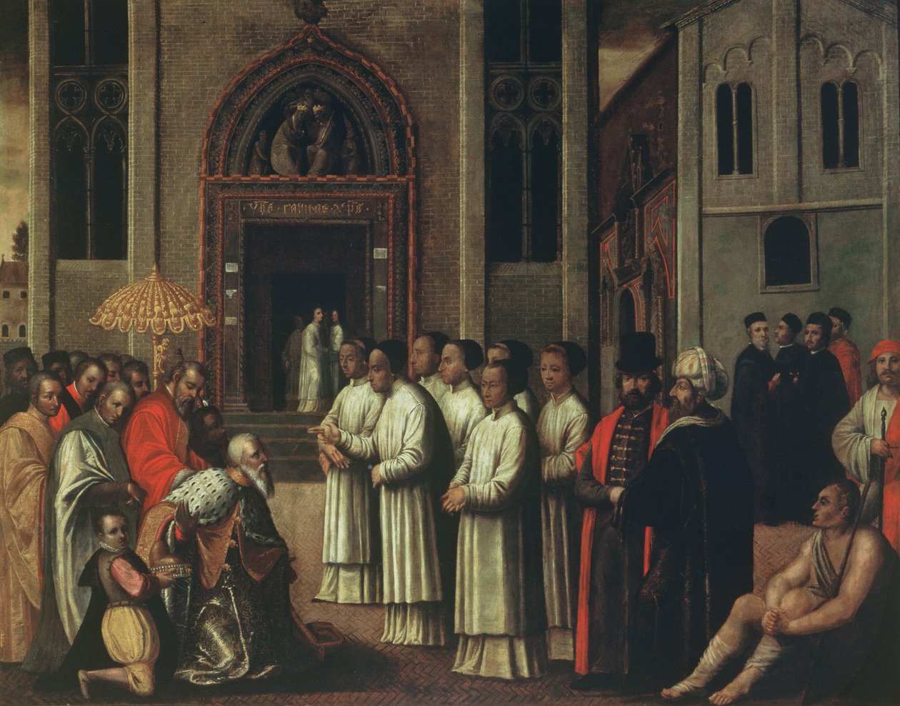 Dogen Ziani møder pave Alexander III (1105-81) ved Carita i 1172 af Italian School