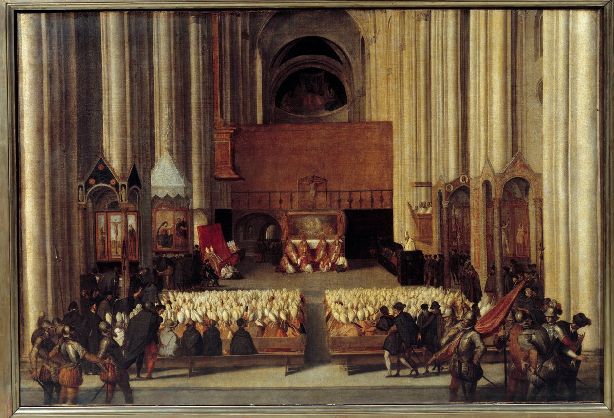 Det Økumeniske Råd i Trent. Koncilet i Trent er det 19. økumeniske råd anerkendt af den romersk-katolske kirke. Han blev indkaldt af pave Paul III i 1542, som svar på anmodninger fra Martin Luther inden for rammerne af den protestantiske reform. af Italian School