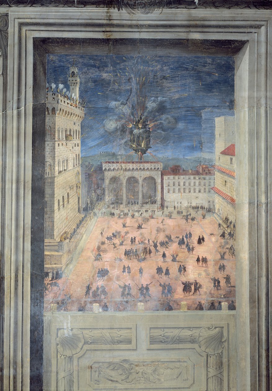 Fyrværkeriet på Piazza della Signoria, ca. 1560 af Italian School