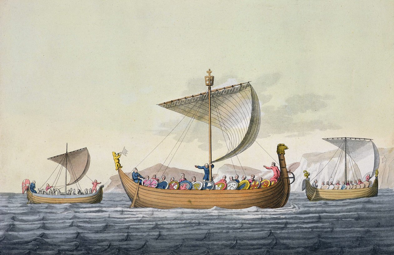 The Fleet of William the Conqueror, plade 8 fra The History of the Nations (akvatint) af Italian School