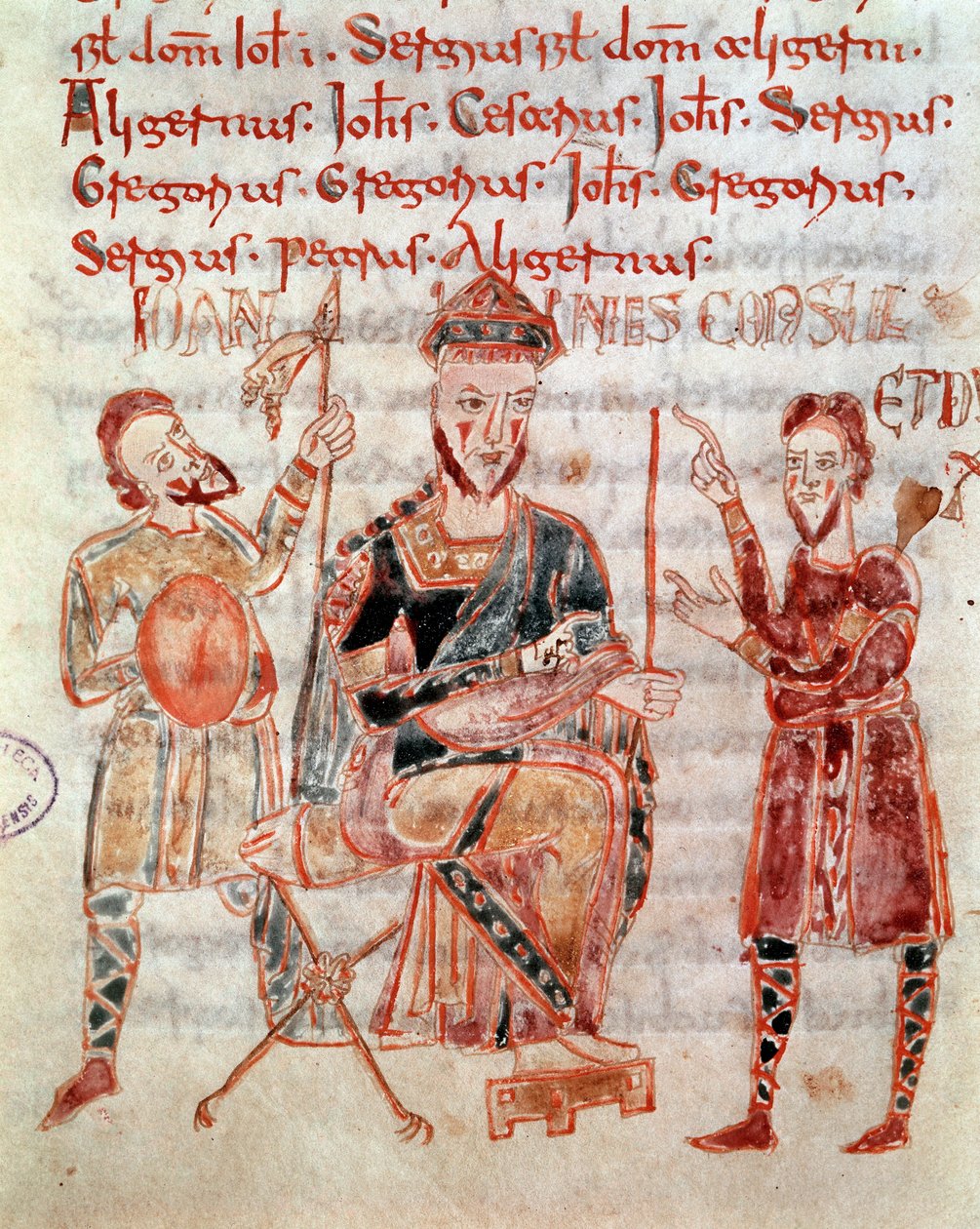 Den langobardiske prins af Napoli Giovanni (ca. 981) Miniature fra "" Codex Legum Longobardorum"" (eller Langobardorum), der beskriver lovene i det langobardiske rige etableret af kong Rothari af Italian School