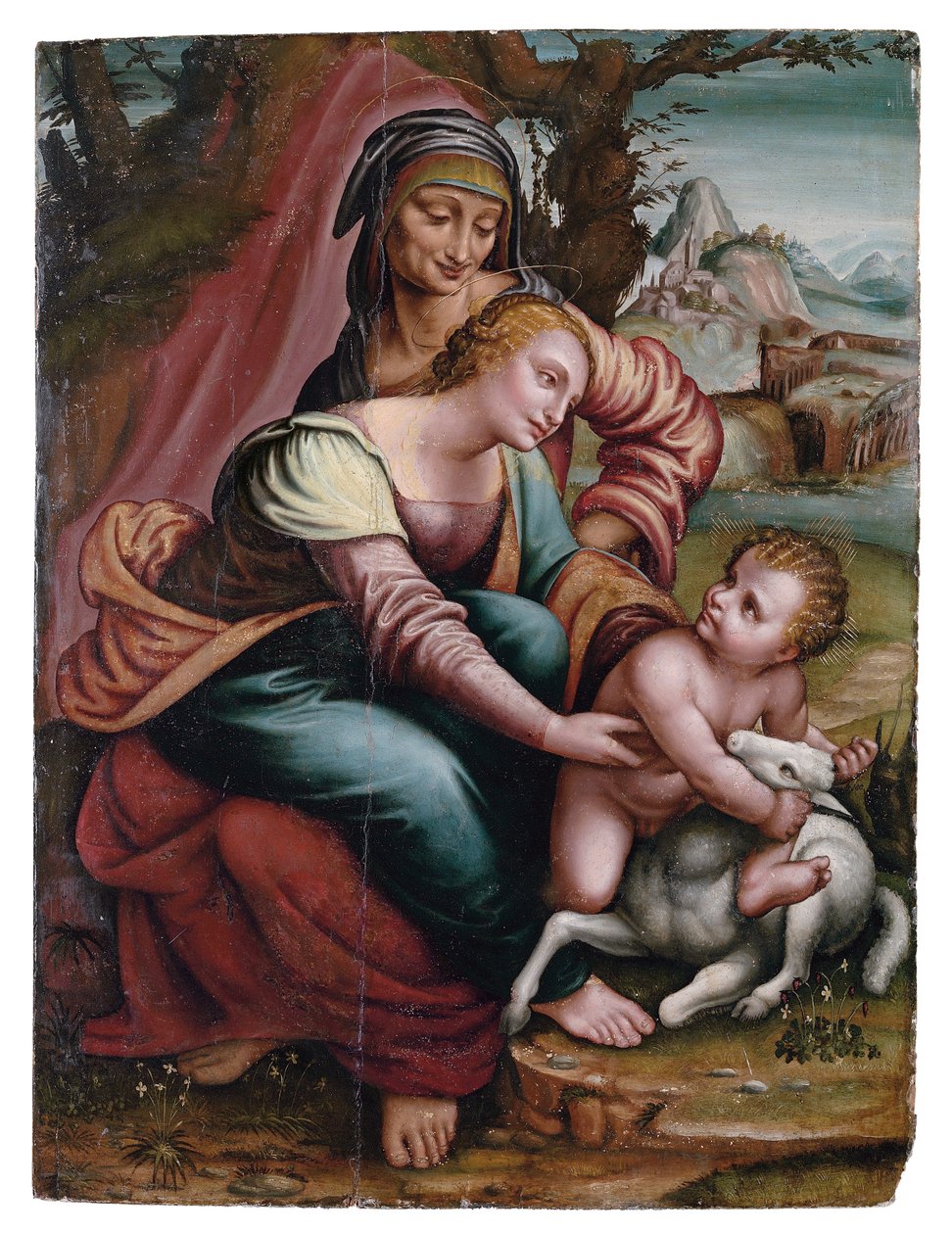 Madonnaen og barnet med St. Anne, norditaliensk af Italian School