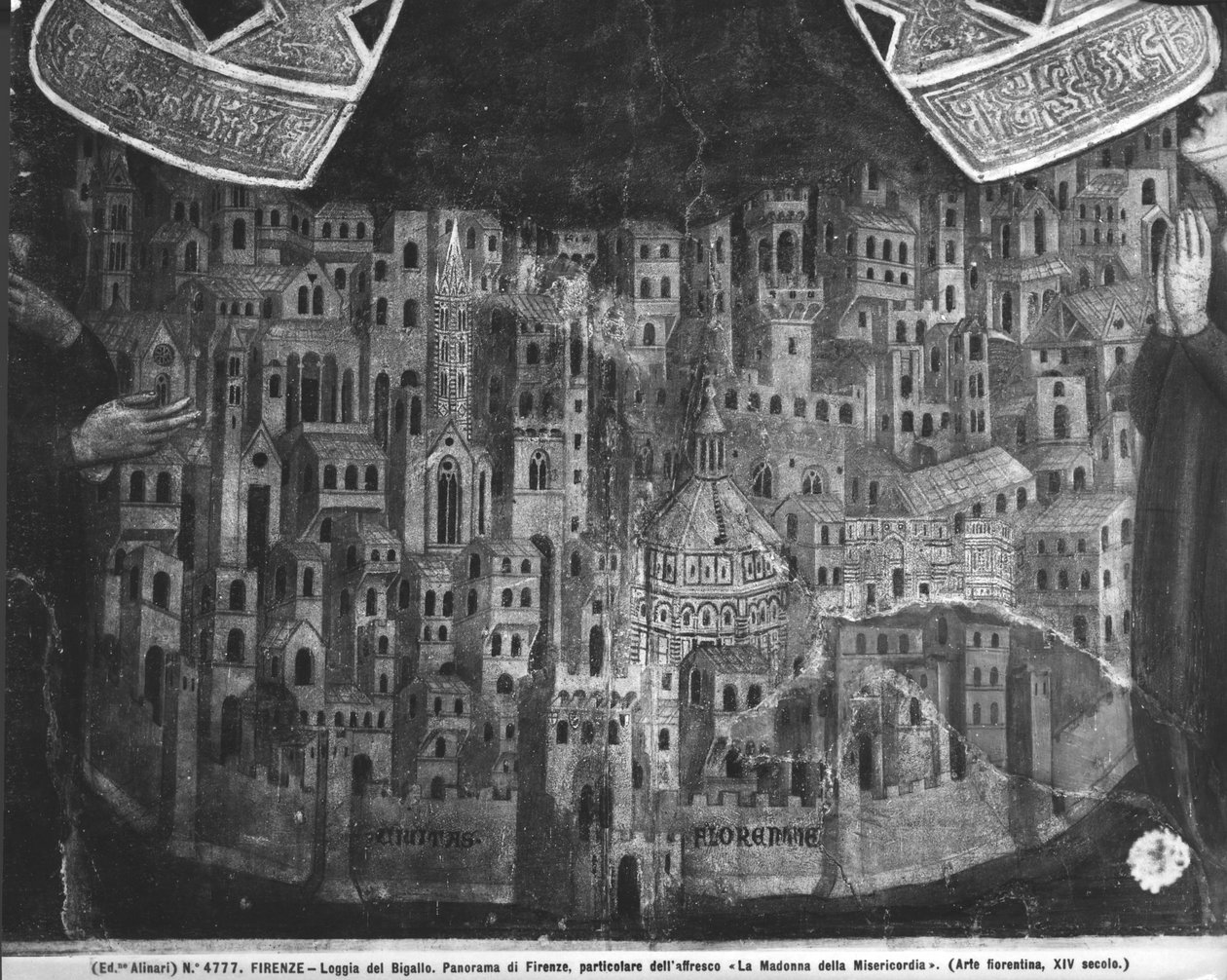 Madonna della Misericordia, detalje af byen Firenze af Italian School