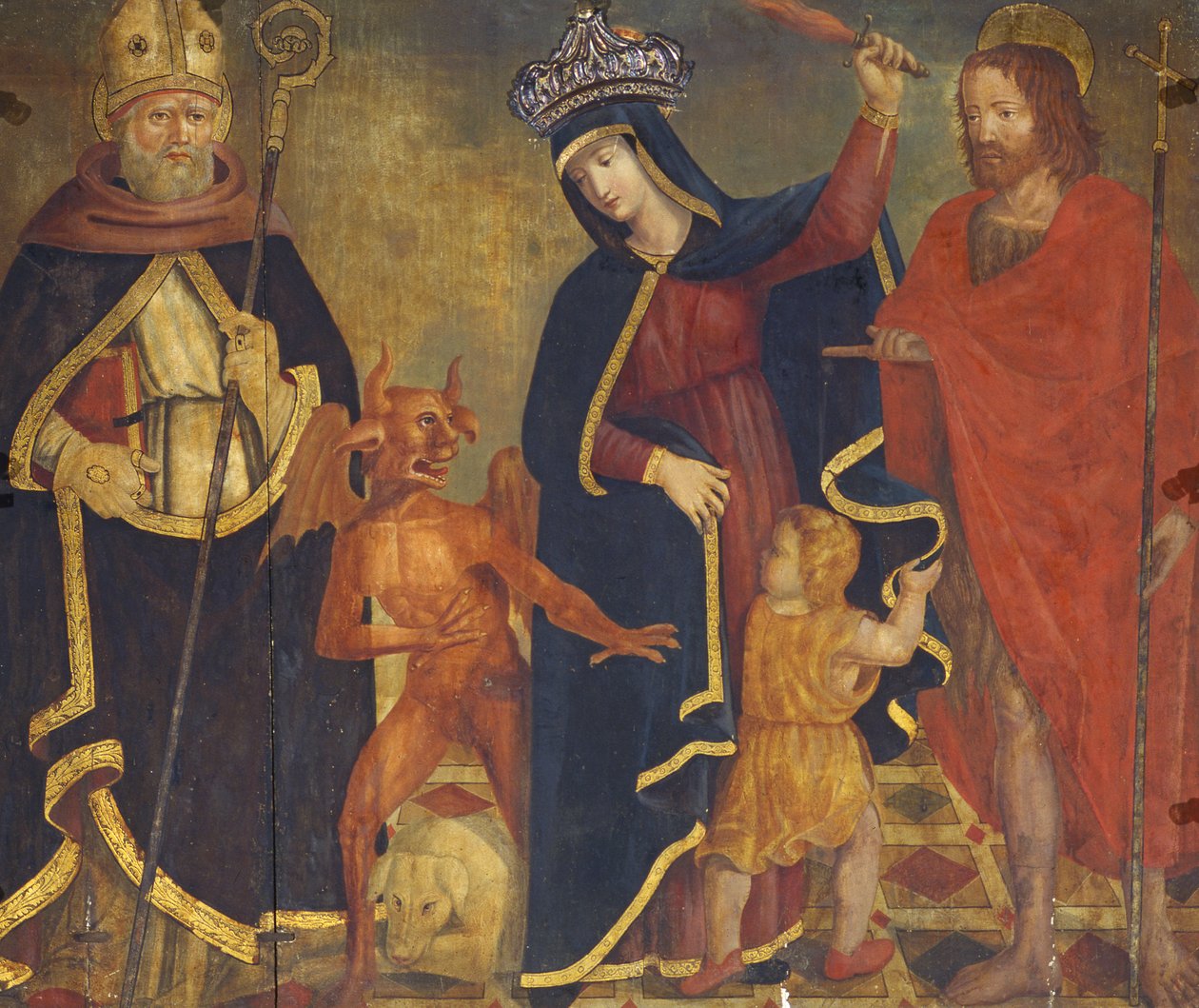 The Madonna of Relief with Saints (tempera på panel) af Italian School