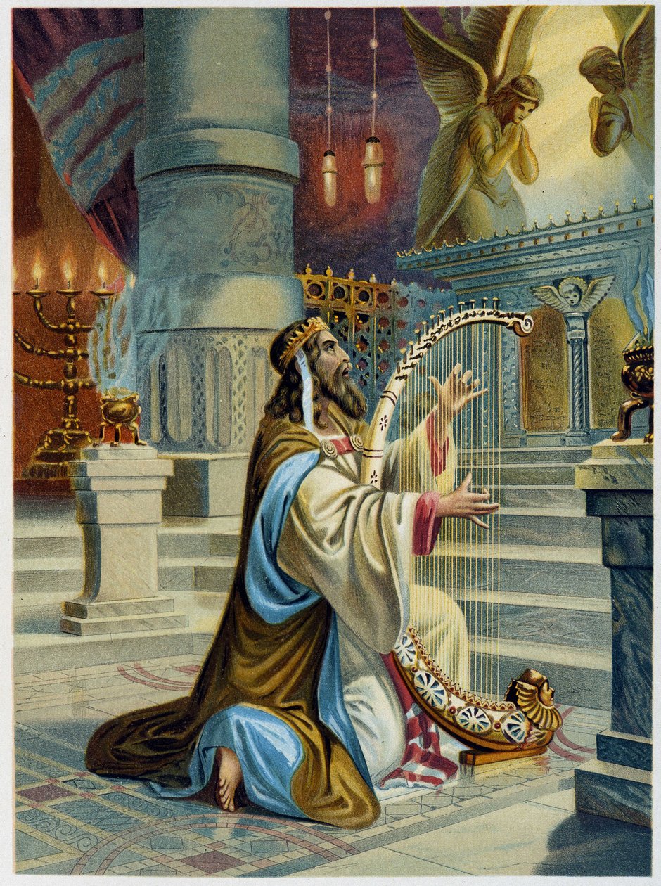 The Palmist David i "" Golden classic Bible: History of Divine Openbaring in the old and in the new striding "" af Giovanni Ladislao Sykora (bd. 1), oversat af Don Clemente Benetti. (italiensk bibel) af Italian School