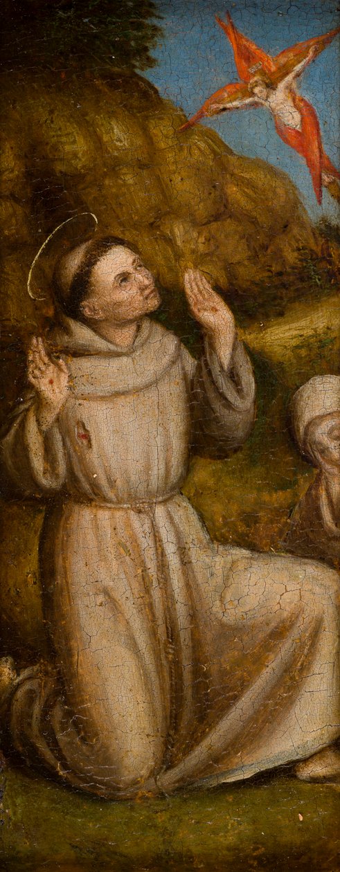 Stigmatiseringen af de hellige Frans og Hieronymus, ca. 1480 (olie på panel) af Italian School