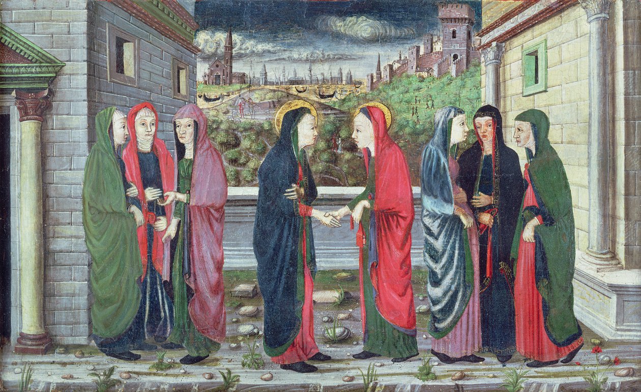 Visitationen (afdeling af a predella), Veneto, ca. 1480 af Italian School