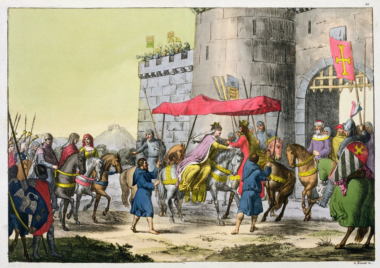 The Wedding of Edward I and Eleanor of Castilla, plade 22 fra The History of the Nations (akvatint) af Italian School