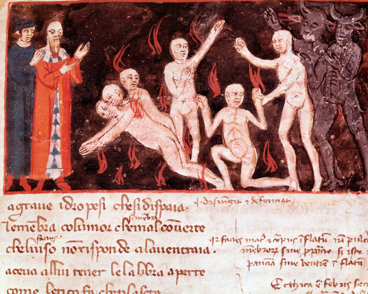 Forfalsknerne (sang 30 fra helvede, i den guddommelige komedie) - miniature 1300-tallet af Italian School
