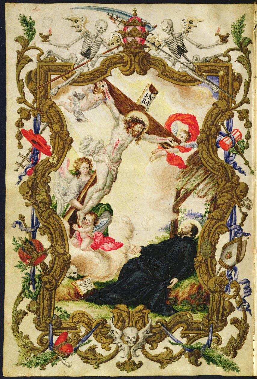 De religiøses død, fra en Mariegola fra læglauget Buona Morte, ca. 1712-14 (blæk på vellum) af Italian School