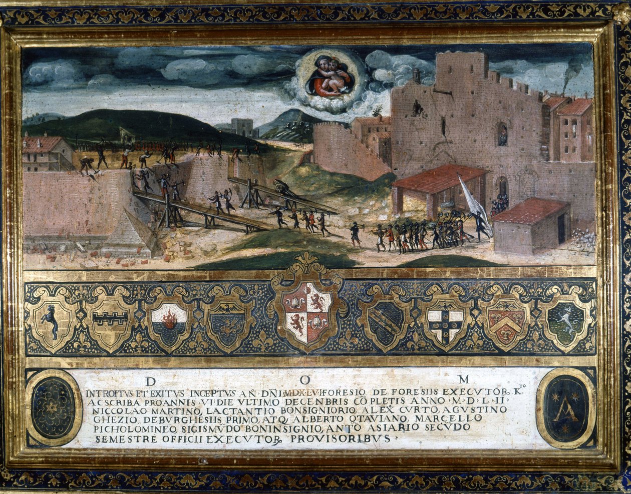 Indbyggerne i Siena ødelagde fæstningen bygget af spanierne af Karl V. 1552. af Italian School