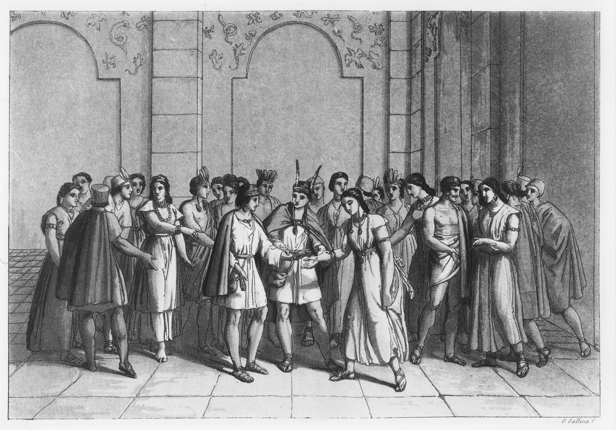 Måden, hvorpå inkaerne giftede sig med Princes du Sang, ca. 1820 af Italian School