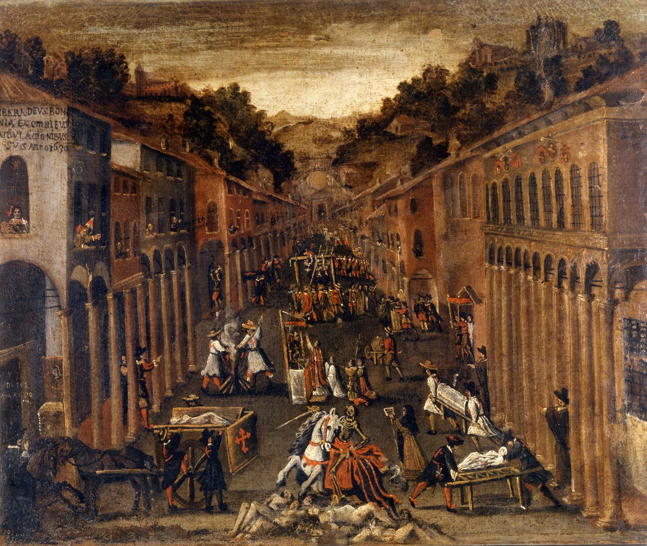Pesten i 1630 i Bologna. maling.Ejendom af en bank i Bologna af Italian School