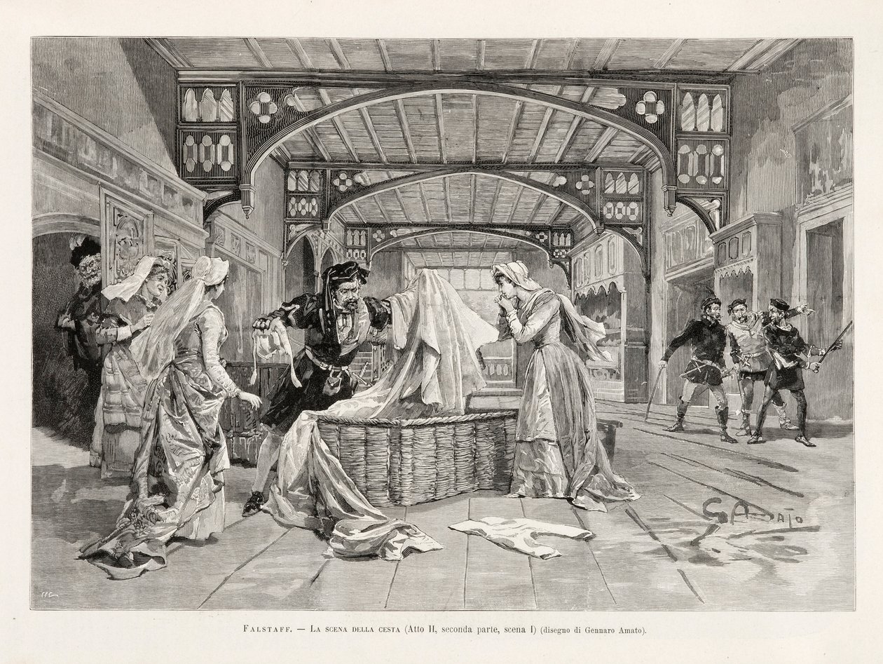 Scenen for kurven (akt II, anden del, scene I) af Giuseppe Verdis opera Falstaff, fra L