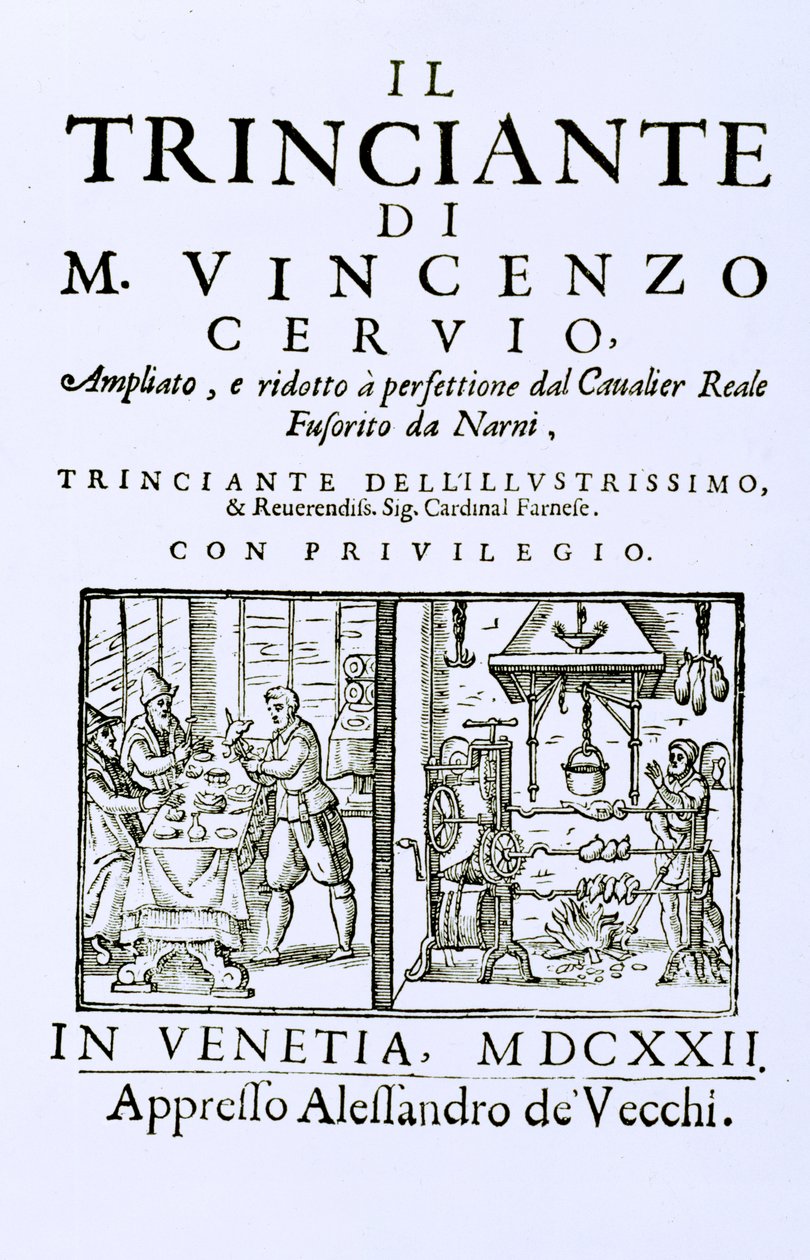 Titelblad til en italiensk kogebog, pub. Venedig, 1622 af Italian School