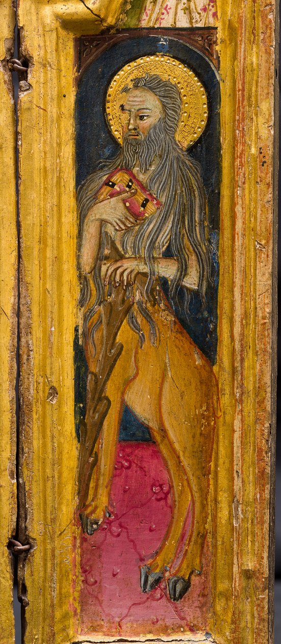 Triptykon: Sankt Antonius abbed på tronen, Sankt Paul eremitten og Sankt Onophrius, detalje, midten af det 14. århundrede (tempera på panel) af Italian School