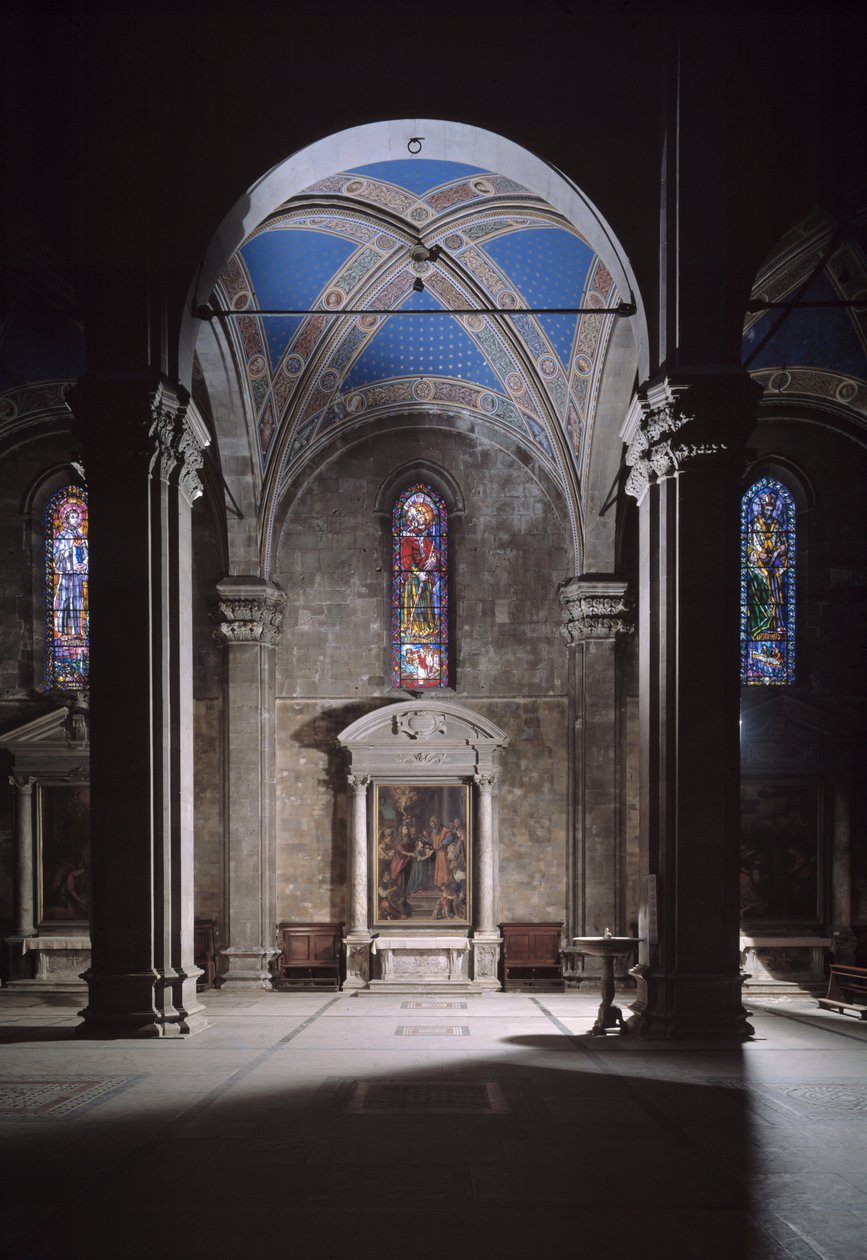 Udsigt over Lucca katedral af Italian School