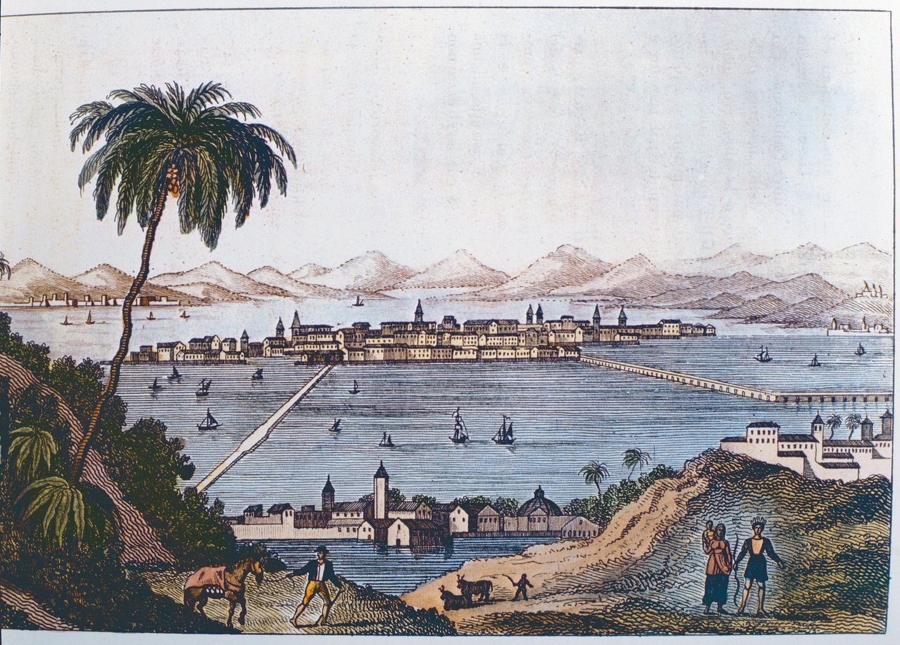 Udsigt over Mexico City, 1714 af Italian School